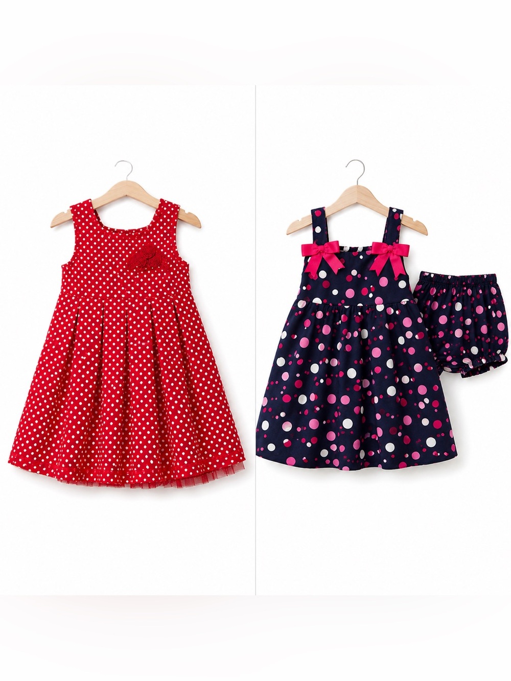 Toddler Girl 24M Polka Dot Party Dress Bundle Lot of 2 Navy Red EUC